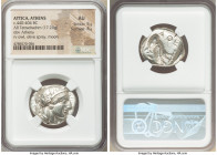 ATTICA. Athens. Ca. 440-404 BC. AR tetradrachm (25mm, 17.20 gm, 4h). NGC AU 5/5 - 4/5. Mid-mass coinage issue. Head of Athena right, wearing earring, ...