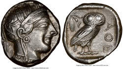 ATTICA. Athens. Ca. 440-404 BC. AR tetradrachm (25mm, 17.19 gm, 11h). NGC AU 5/5 - 4/5, brushed. Mid-mass coinage issue. Head of Athena right, wearing...