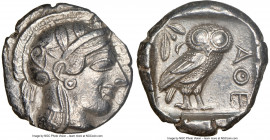 ATTICA. Athens. Ca. 440-404 BC. AR light-weight specimen tetradrachm (24mm, 16.85 gm, 7h). NGC AU 5/5 - 3/5, Full Crest. Mid-mass coinage issue. Head ...