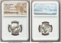 ATTICA. Athens. Ca. 440-404 BC. AR tetradrachm (24mm, 17.19 gm, 10h). NGC AU 5/5 - 3/5. Mid-mass coinage issue. Head of Athena right, wearing earring,...