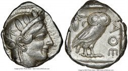 ATTICA. Athens. Ca. 440-404 BC. AR tetradrachm (24mm, 17.17 gm, 1h). NGC Choice XF 4/5 - 4/5. Mid-mass coinage issue. Head of Athena right, wearing ea...