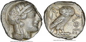 ATTICA. Athens. Ca. 440-404 BC. AR tetradrachm (25mm, 17.20 gm, 4h). NGC XF 5/5 - 4/5. Mid-mass coinage issue. Head of Athena right, wearing earring, ...