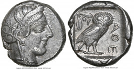 ATTICA. Athens. Ca. 440-404 BC. AR tetradrachm (24mm, 17.14 gm, 7h). NGC XF 5/5 - 4/5. Mid-mass coinage issue. Head of Athena right, wearing earring, ...