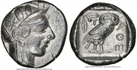 ATTICA. Athens. Ca. 440-404 BC. AR tetradrachm (25mm, 17.15 gm, 3h). NGC XF 4/5 - 4/5. Mid-mass coinage issue. Head of Athena right, wearing earring, ...