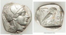 ATTICA. Athens. Ca. 440-404 BC. AR tetradrachm (26mm, 17.04 gm, 8h). Choice XF, scuff. Mid-mass coinage issue. Head of Athena right, wearing earring, ...