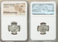 PARTHIAN KINGDOM. Phraates IV (ca. 38-2 BC). AR drachm (22mm, 12h). NGC AU. Mithradatkart. Diademed and draped bust left, wart on forehead; eagle with...