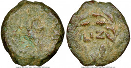 JUDAEA. Roman Procurators. Pontius Pilate (AD 26-36). AE prutah (16mm, 5h). NGC Fine. Dated Regnal Year 17 of Tiberius (AD 30/1). TIBEPIOY KAICAPOC, l...