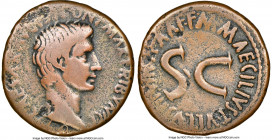 Augustus (27 BC-AD 14) AE as (27mm, 12.14 gm, 6h). NGC Fine 5/5 - 4/5. Rome, M. Maecilius Tullus, moneyer, 7 BC. CAESAR AVGVST PONT MAX TRIBVNI-C POT,...