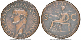 Caligula (AD 37-41). AE as (28mm, 10.92 gm, 7h). NGC Choice Fine 5/5 - 4/5. Rome, 37-38 AD. C CAESAR AVG GERMANICVS PON M TR POT, bare head of Caligul...