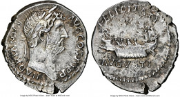 Hadrian (AD 117-138). AR denarius (19mm, 2.94 gm, 1h). NGC Choice XF 5/5 - 2/5. Rome, ca. AD 130. HADRIANVS AVG COS III P P, laureate head of Hadrian ...