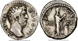 Aelius Caesar (AD 136-138). AR denarius (16mm, 3.16 gm, 7h). NGC Choice Fine 5/5 - 3/5, brushed, light scratches. Rome, AD 137. L AELIVS-CAESAR, bare ...