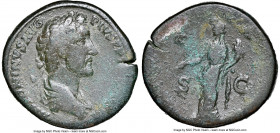 Antoninus Pius (AD 138-161). AE sestertius (32mm, 11h). NGC Fine. Rome, AD 140-144. ANTONINVS AVG-PIVS P P TR P COS III, laureate, draped bust of Anto...