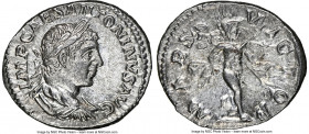 Elagabalus (AD 218-222). AR denarius (19mm , 2.95gm 12h). NGC Choice AU 4/5 - 4/5. Rome. IMP CAES M AVR ANTONINVS AVG, laureate, draped, and cuirassed...