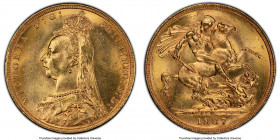 Victoria gold "Jubilee Head" Sovereign 1887-M MS63 PCGS, Melbourne mint, KM10, S-3867B. Second obverse, Angled J. AGW 0.2355 oz. 

HID09801242017
...