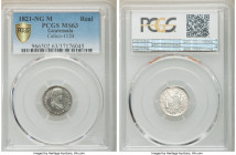 Ferdinand VII Real 1821 NG-M MS63 PCGS, Nueva Guatemala mint, KM66, Cal-1124. Last year of type. Argent untoned surfaces, few scratches on portrait no...