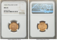 Republic gold 10 Zlotych 1925-(w) MS65 NGC, Warsaw mint, KM-Y32. One year type. 

HID09801242017

© 2020 Heritage Auctions | All Rights Reserved