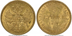Alexander II gold 5 Roubles 1877 CПБ-HI MS62 NGC, St. Petersburg mint, KM-YB26. AGW 0.1929 oz. 

HID09801242017

© 2020 Heritage Auctions | All Ri...