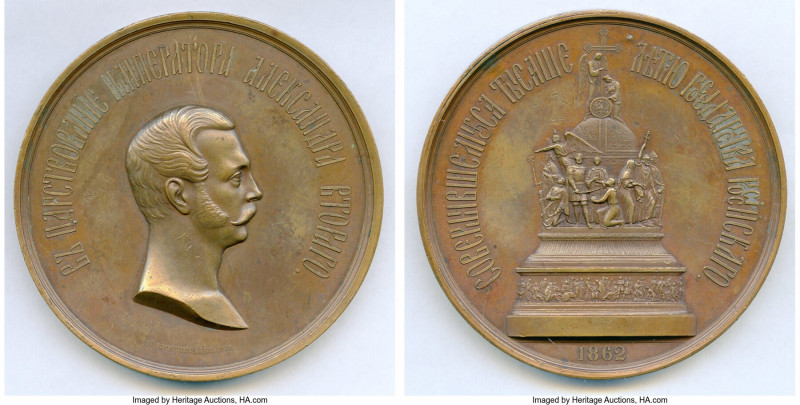 Alexander II bronze "Opening of the Millennium Monument" Medal 1862 XF, Diakov-7...