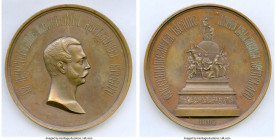 Alexander II bronze "Opening of the Millennium Monument" Medal 1862 XF, Diakov-707.1. 87mm. 281.0gm. By P. Brunnitsyn. Bust of Alexander III right / V...