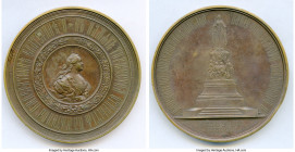 Alexander II bronze "Unveiling of Catherine II Monument" Medal 1873 XF (Rim Bump), Diakov-801.1. 87mm. 305.1gm. By P. Mescheryakov and A. Semenov. 
...