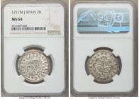 Philip V 2 Reales 1717 M-J MS64 NGC, Madrid mint, KM296. Dove-gray toning and bold strike. 

HID09801242017

© 2020 Heritage Auctions | All Rights...