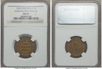 Cabo Blanco. Leper Colony brass Bolivar Token 1936 AU55 NGC, KM-L14. These coins were struck for patient use within the Cabo Blanco Leprosarium. Unusu...