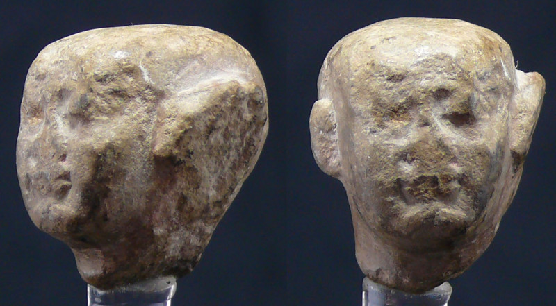 Egypte - Basse époque - Tête du dieu Ptah en pierre - 633-332 av. J.-C. - (26ème...