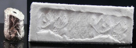 Mésopotamie - Sceau cylindre en pierre noire - 2500 / 2000 av. J-C.
Sceau cylindre en pierre noire orné d'une représentation de Gilgamesh et Enkidu c...