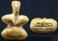 Proche Orient - Idole cachet en pierre - 2000 / 1000 av. J.-C.
Belle idole cachet en pierre de couleur beige, sans traces de restauration. Le cachet ...