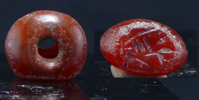 Sassanide - Cachet en cornaline (animal) - 600 / 700 ap. J.-C.
Joli petit cachet en cornaline rouge dont l'empreinte représente un animal, sans doute...