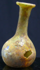 Romain - Balsamaire en verre irisé - 100 / 200 ap. J.-C.
Petit balsamaire en verre de couleur marron vert avec une petite irisation bleue argenté. Le...