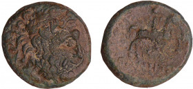 Thrace - Odessos - Bronze (400-350 av. J.-C.)
A/ Tête de l'Alexandre le Grand à gauche.
R/ ΟΔΗΣΙΤΩΜ Cavalier à droite.
TB
GC.1679
Ae ; 8.68 gr ; ...