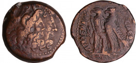 Royaume Lagide - Ptolémée VI, Philométor - Bronze (180-145 av. J.-C) 
A/ Tête de Zeus à droite. 
R/ ΠTΟΛΕΜΑΙΟΥ ΒΑΣΛΕΩΣ. deux aigles debouts à gauche...