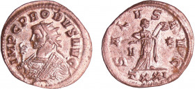 Probus - Aurélianus (282, Ticium) - La Santé
A/ IMP C PROBVS AVG. Buste radié à gauche avec le manteau consulaire, tenant un sceptre surmonté d'un ai...