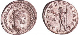 Dioclétien - Aurélianus (286, Lyon) - Jupiter
A/ IMP C C VAL DIOCLETIANVS P F AVG Buste radié, drapé et cuirassé à droite. 
R/ IOVI CONSERVAT AVGG A...