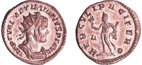 Maximien Hercule - Aurélianus (287, Lyon) - Hercule
A/ IMP C VAL MAXIMIANVS P F AVG Buste radié, drapé et cuirassé à droite. 
R/ HERCVLI PACIFERO Δ|...