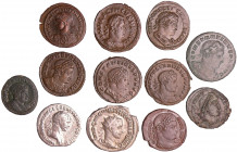 Romain - Lot de 9 monnaies du bas empire, on y joint 1 denier et un antoninien