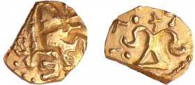Mérovingienne - Triens , Javols (Lozére) !
SUP
Proche du Prou.2048
Au ; 1.14 gr ; 11 mm