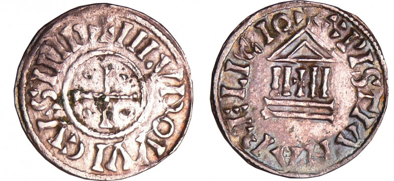 Louis 1er Le Pieux (814-840) - Denier au temple
A/ + HLVDOVVICVS IMP Croix.cant...