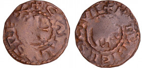 Charles II Le Chauve (840-877) - Denier (Bourges), imitation ou faux d'époque
A/ + CARLVS REX Croix.
R/ + BITVRICES CIVI Monogramme de Karolus.
TB...