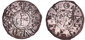 Charles II Le Chauve (840-877) - Denier (Melle)
A/ + CAROLVS REX FR Croix.
R/ + METVLLO Monogramme de Karolus.
SUP
Nou.41-Dey.606-MG.1064-Prou.699...