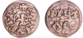 Charles III Le Simple (898-923) - Denier (Melle)
A/ CARLVS REX Croix.
R/ METALO sur deux lignes.
SUP
Nou.33
Ar ; 1.53 gr ; 22 mm
