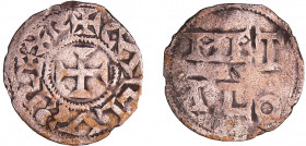 Charles III Le Simple (898-923) - Denier (Melle)
A/ CARLVS REX R Croix.
R/ METALO sur deux lignes.
TB
Nou.33
Ar ; 0.87 gr ; 21 mm