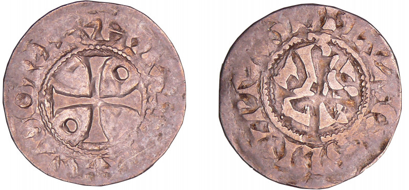 Hugues Capet (987-996) - Denier de Beauvais
A/ HERVEVS HVGO REX. Croix cantonné...