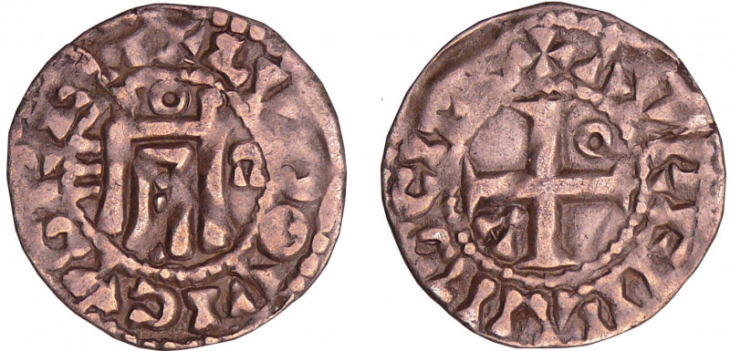 Louis VII (1137-1180) - Denier d'Orléans
A/ LVDOVICVS REX. Porte de la ville ac...