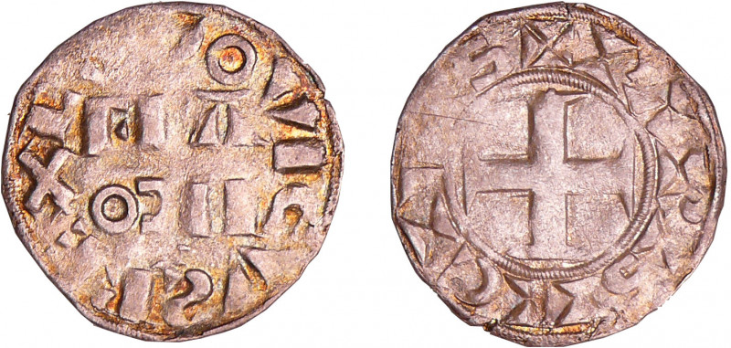Louis VII (1137-1180) - Denier de Paris - 3ème type
A/ LVDOVICVS REX // FRA OCN...