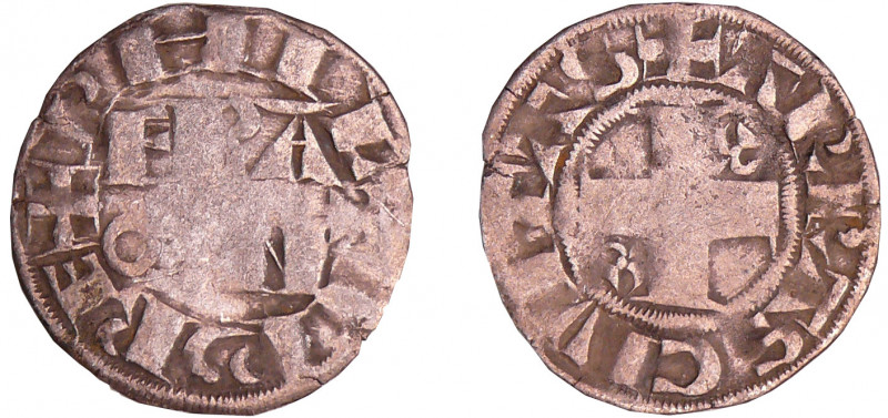 Philippe II Auguste (1180-1223) - Denier d'Arras - 1er type
A/ PHIL (lis) IP' R...