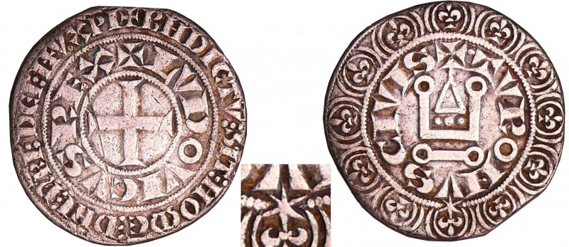 Louis IX (1245-1270) - Gros tournois (1266-1270) étoile sous le V de TVRONVS
A/...