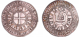 Philippe IV (1285-1314) - Gros tournois à l'O rond
A/ + BNDICTV: SIT: NOmE: DNI: nRI: DEI: IhV. XPI. intérieur : PhILIPPVS•REX. Croix. 
R/ + TVRONV•...