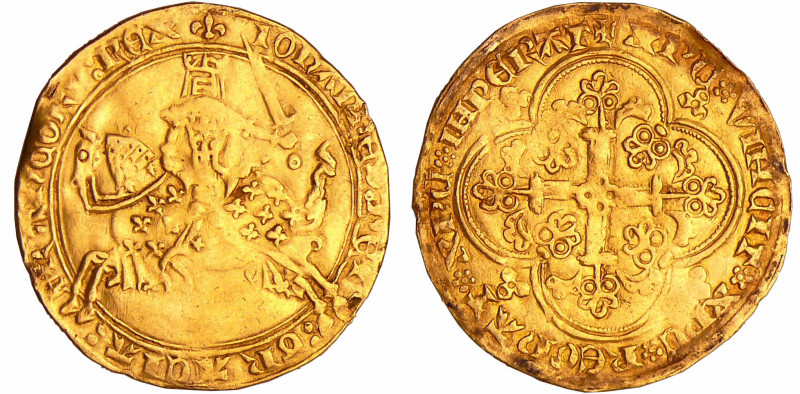 Jean II le Bon (1350-1364) - Franc à cheval - (5 décembre 1360)
A/ IOhAnnES: DE...